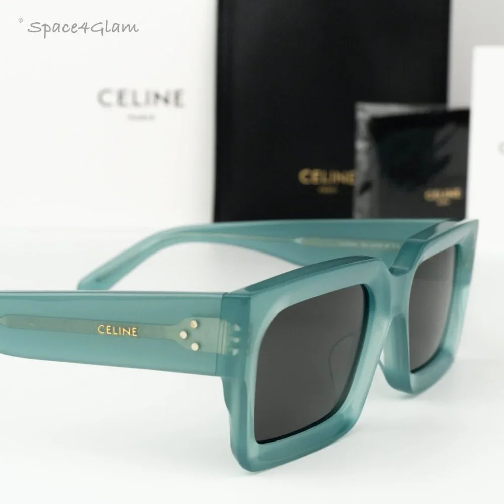 Celine Men Sunglasses CL40280U 3 DOTS 93A Light Green Grey Square BRAND NEW